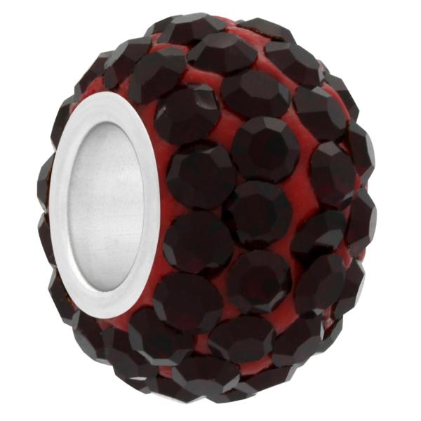 Small Large Hole Pave Bead with 6 mm wide Sterling Silver Core Siam 9 mm