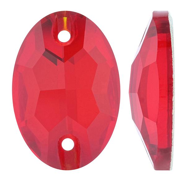 Bling! 3210 Oval Shape Faceted Sew On, Cherry Red 16x11mm