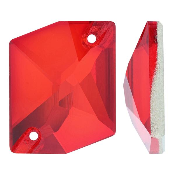 Bling! 3265 Crystal Geometric Faceted Sew On, Cherry Red 21x17mm