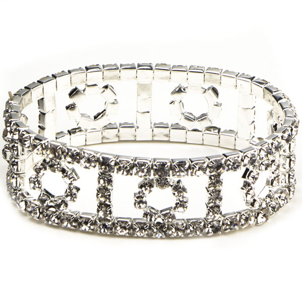 Open Square Stretch Bracelet, Crystal/Silver