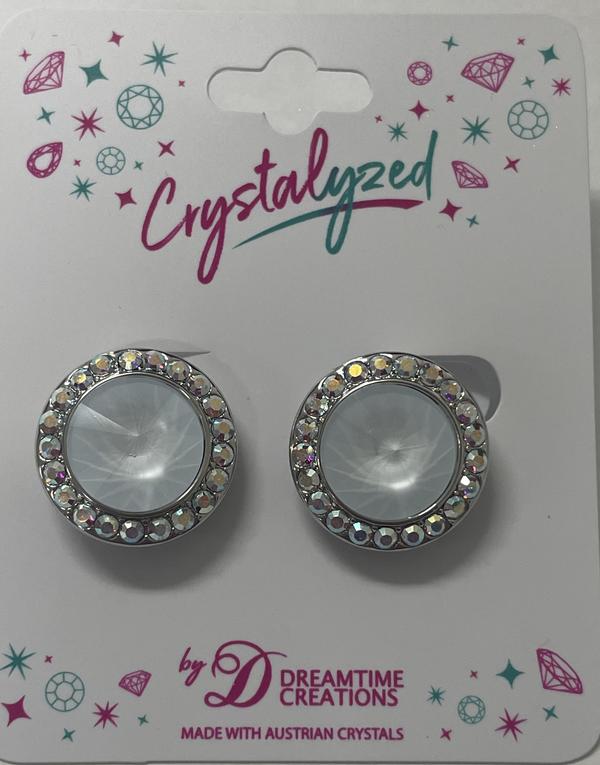 Crystalized with Dreamtime Crystal Clip-On Earrings for Dance Crystal Powder Blue/Crystal AB 19mm