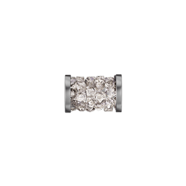 Swarovski 5950 Fine Rocks Tube with ending Crystal Moonlight / Steel 8mm