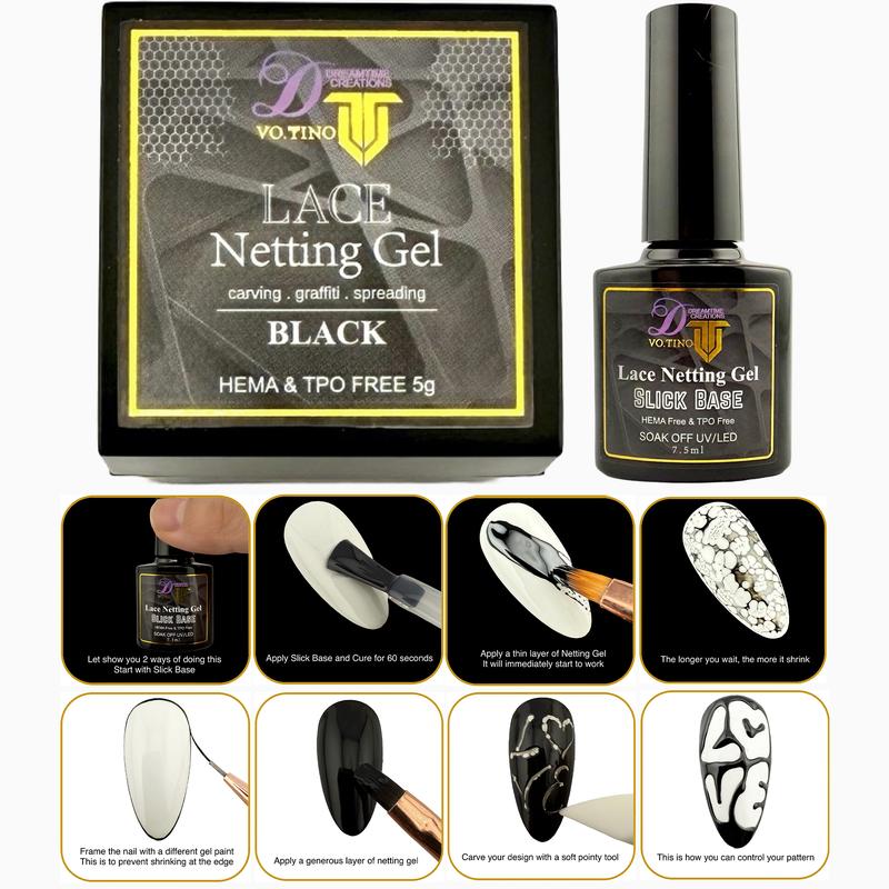 Tino Vo Black Lace Netting Gel with Slick Base