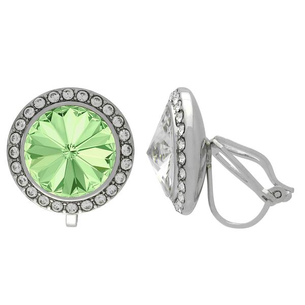 Crystalized with Dreamtime Crystal Clip-On Earrings for Dance Chrysolite/Crystal 15mm
