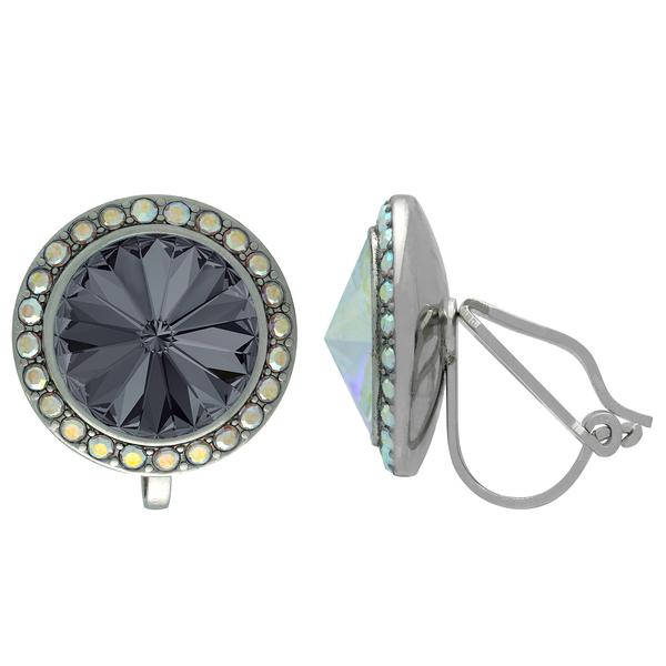 Crystalized with Dreamtime Crystal Clip-On Earrings for Dance Crystal Silver Night/Crystal AB 15mm