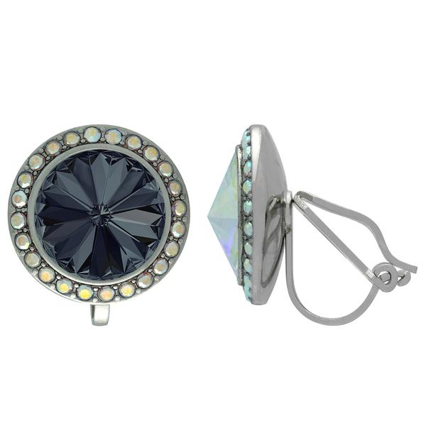 Crystalized with Dreamtime Crystal Clip-On Earrings for Dance Graphite/Crystal AB 15mm