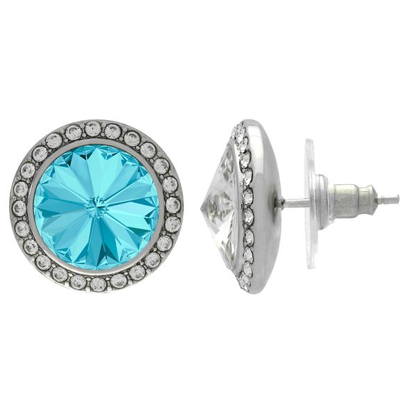 Crystalized with Dreamtime Crystal Stud Earrings for Dance Aquamarine/Crystal 13mm