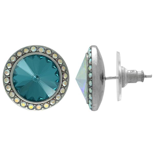 Crystalyzed with Dreamtime Crystal Stud Earrings for Dance Blue Zircon/Crystal AB 11mm