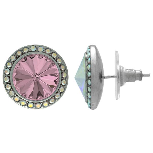 Crystalyzed with Dreamtime Crystal Stud Earrings for Dance Crystal Antique Pink/Crystal AB 15mm