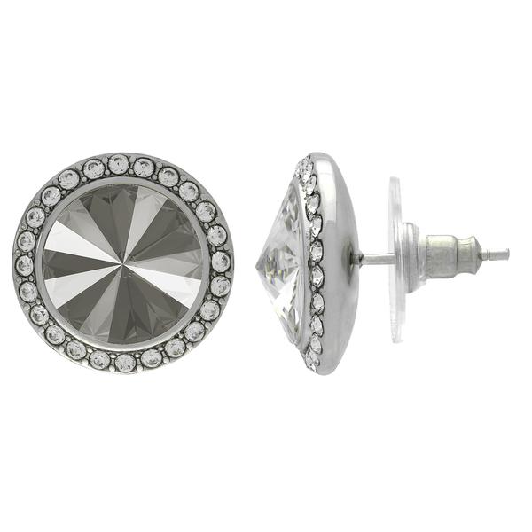 Crystalized with Dreamtime Crystal Stud Earrings for Dance Crystal Dark Grey/Crystal 19mm