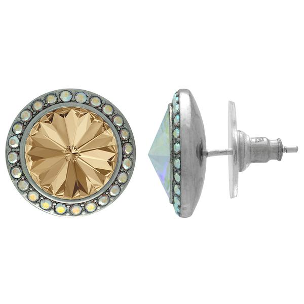 Crystalyzed with Dreamtime Crystal Stud Earrings for Dance Crystal Golden Shadow/Crystal AB 15mm