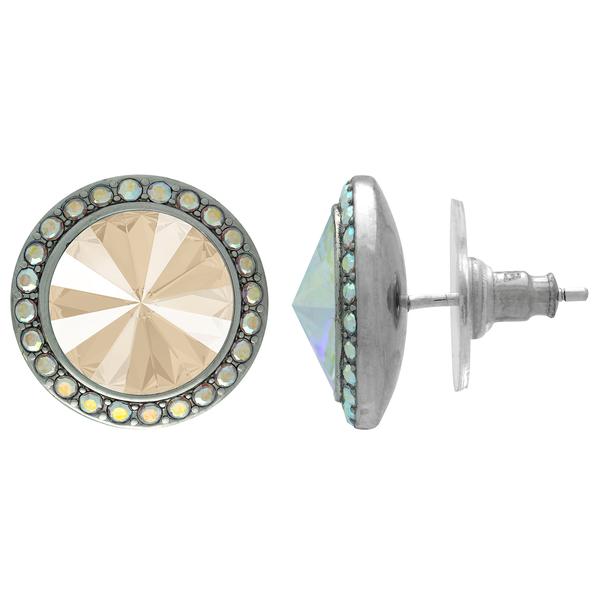 Crystalized with Dreamtime Crystal Stud Earrings for Dance Crystal Ivory Cream/Crystal AB 17mm