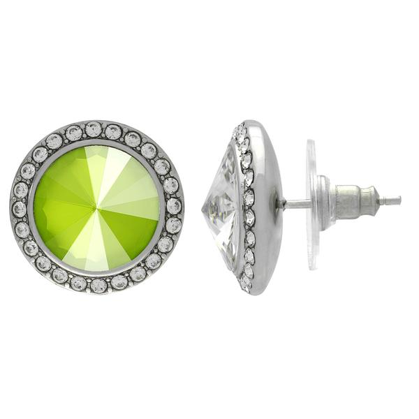 Crystalized with Dreamtime Crystal Stud Earrings for Dance Crystal Lime/Crystal 19mm