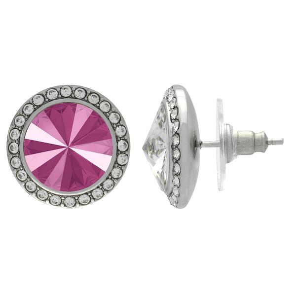 Crystalized with Dreamtime Crystal Stud Earrings for Dance Crystal Peony Pink/Crystal 19mm