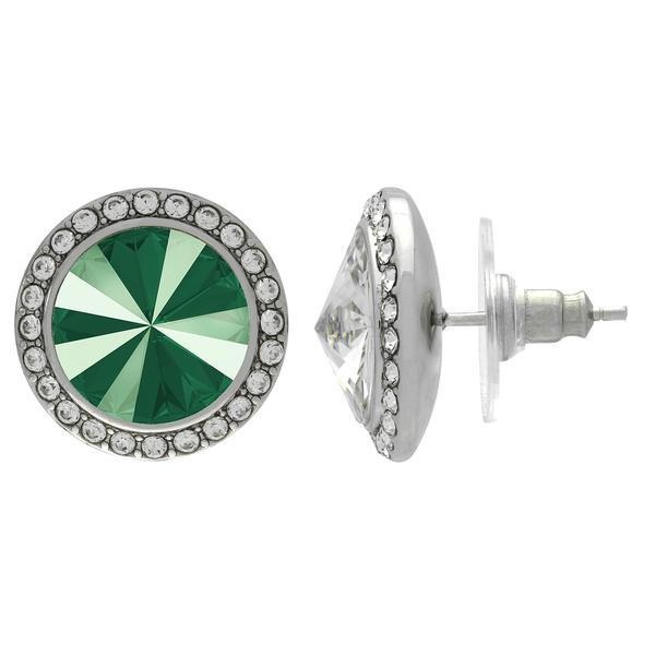 Crystalized with Dreamtime Crystal Stud Earrings for Dance Crystal Royal Green/Crystal 19mm