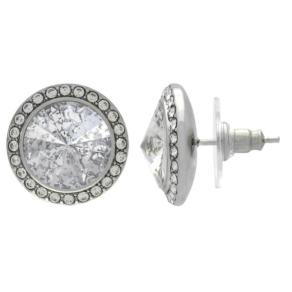 Crystalized with Dreamtime Crystal Stud Earrings for Dance Crystal Silver Patina/Crystal 19mm