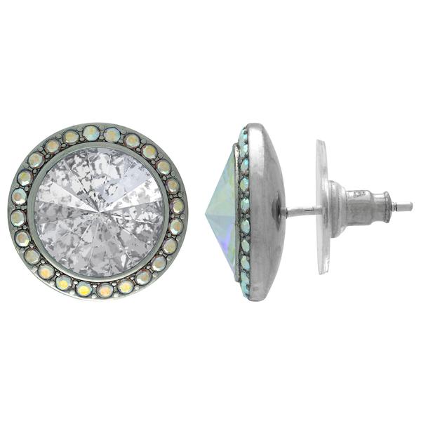 Crystalyzed with Dreamtime Crystal Stud Earrings for Dance Crystal Silver Patina/Crystal AB 13mm