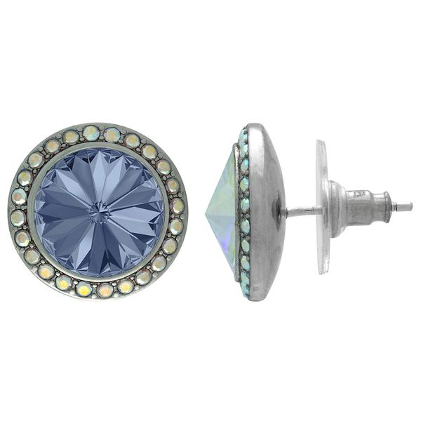 Crystalized with Dreamtime Crystal Stud Earrings for Dance Denim Blue/Crystal AB 15mm
