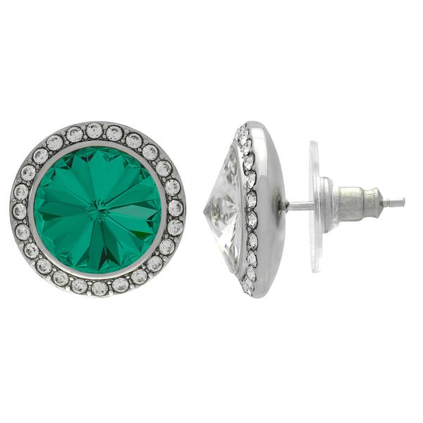 Crystalized with Dreamtime Crystal Stud Earrings for Dance Emerald/Crystal 17mm