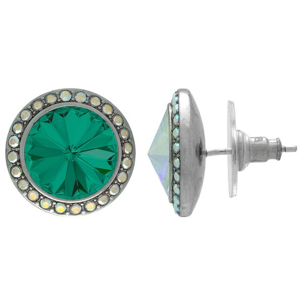 Crystalized with Dreamtime Crystal Stud Earrings for Dance Emerald/Crystal AB 15mm