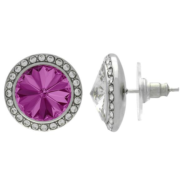 Crystalized with Dreamtime Crystal Stud Earrings for Dance Fuchsia/Crystal 17mm