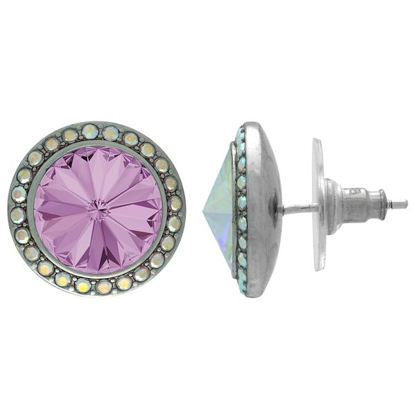 Crystalyzed with Dreamtime Crystal Stud Earrings for Dance Light Amethyst/Crystal AB 11mm