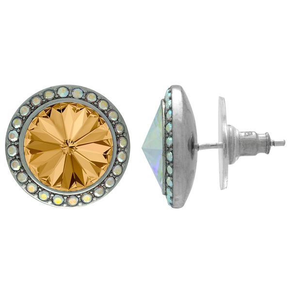 Crystalyzed with Dreamtime Crystal Stud Earrings for Dance Light Colorado Topaz/Crystal AB 13mm