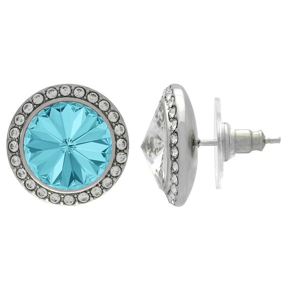Crystalized with Dreamtime Crystal Stud Earrings for Dance Light Turquoise/Crystal 13mm