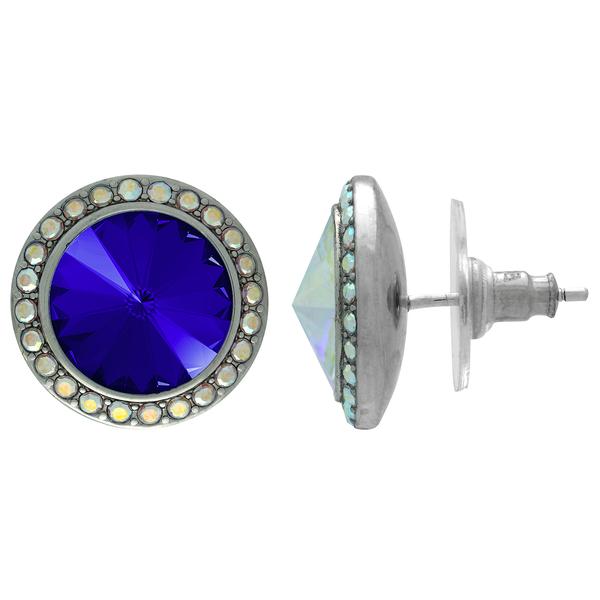 Crystalyzed with Dreamtime Crystal Stud Earrings for Dance Majestic Blue/Crystal AB 11mm