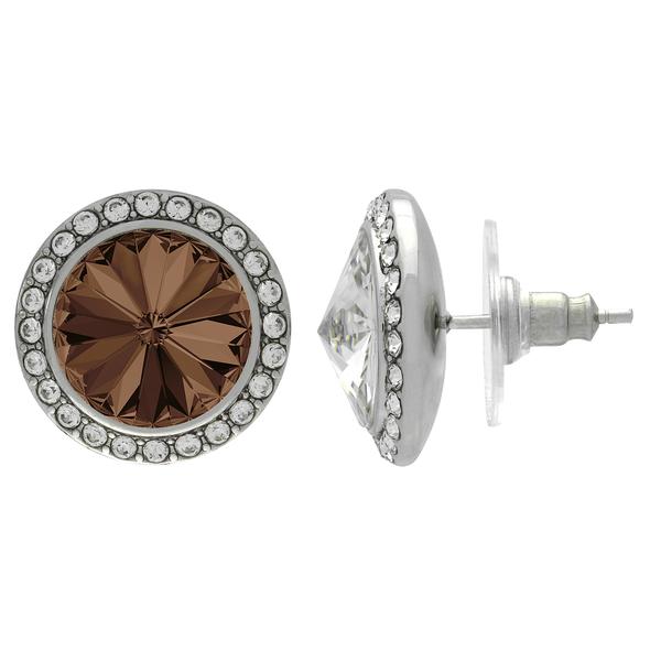 Crystalized with Dreamtime Crystal Stud Earrings for Dance Smoked Topaz/Crystal 19mm