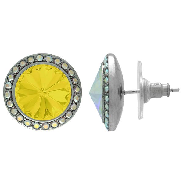 Crystalized with Dreamtime Crystal Stud Earrings for Dance Yellow Opal/Crystal AB 15mm