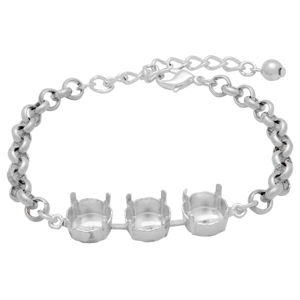 Premium Austrian Empty 3 Box Bracelets 11 mm for Dreamtime Crystal 1122 SS 47 - Silver