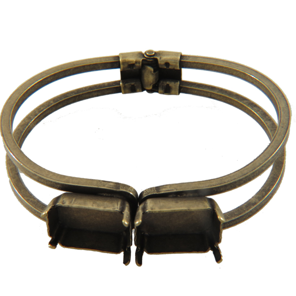 Empty Two Box 18 x 13 mm Octagon Hinge Bracelet