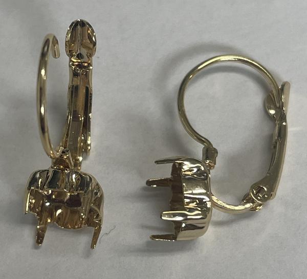 Empty Leverback Earrings for Dreamtime Crystal 1028 or 1088 ss39 Gold
