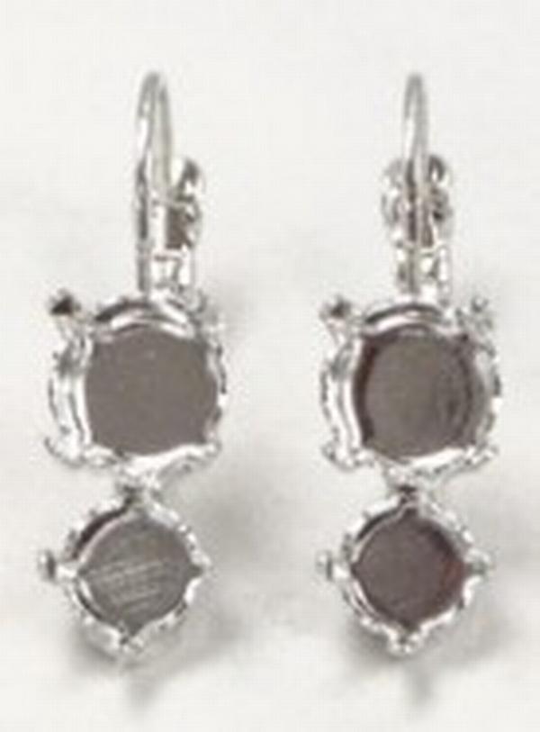 Empty Cup Earrings for ss29 and ss39 Crystals, Stationary Lever Back Earrings, Silver