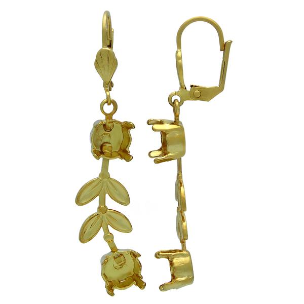 Gold Empty Jewelry Earrings Setting for Dreamtime Crystal 1088 ss39. Gold Pair 
