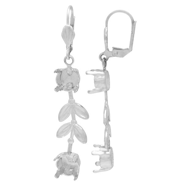 Empty Jewelry Earrings Setting for Dreamtime Crystal 1088 ss39. Shiny Silver Pair