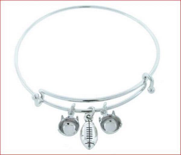 Empty 8.5mm (SS39) Football Charm Bangle Bracelet, One Piece