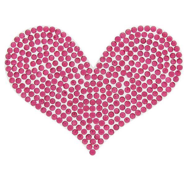 Rhinestone Heart Iron On Applique Patch Fuchsia 2 1/2" Dreamtime
