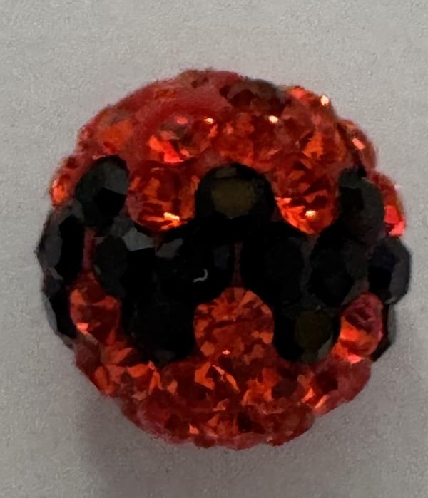 Round Pave Bead with 2.0mm hole, Alora Crystals Hyacinth/Jet 8 mm
