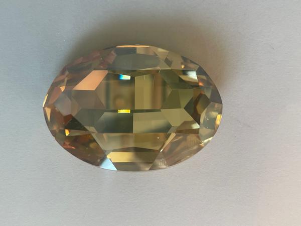Bling! Crystal Oval Faceted Fancy Stone, Golden Shadow 39x28 mm