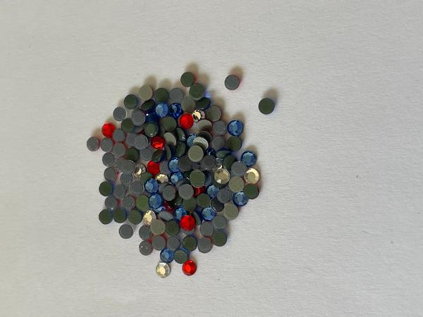 CraftSafe Crystalina Low Lead Hot Fix Rhinestones 3mm Patriotic Mix