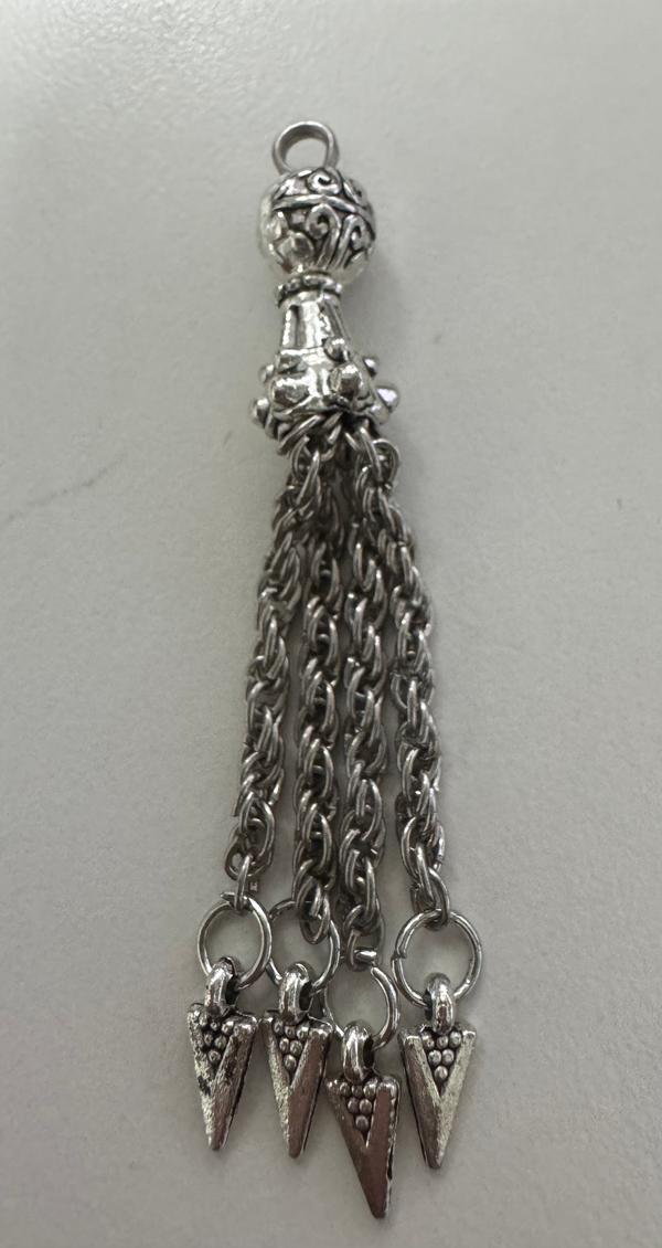 Metal Tassel 2.5 Inches, Base Metal Plated in Imitation Rhodium