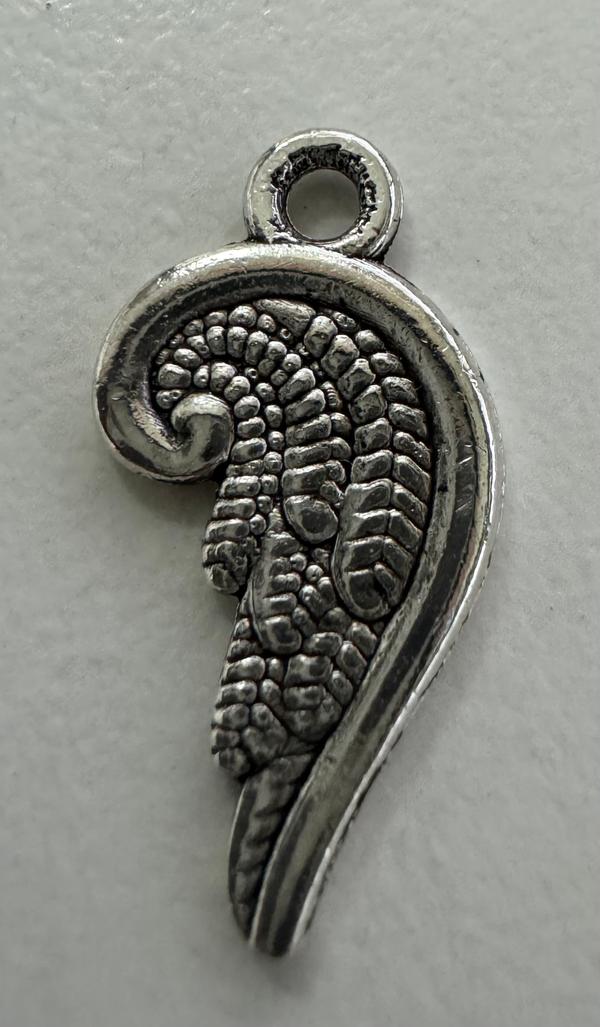 Angel Wing Charm, Base Metal Plated in Imitation Rhodium