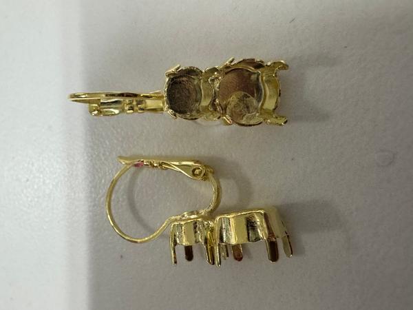Empty Cup Earrings for ss29 and ss39 Crystals, Stationary Lever Back Earrings, Gold