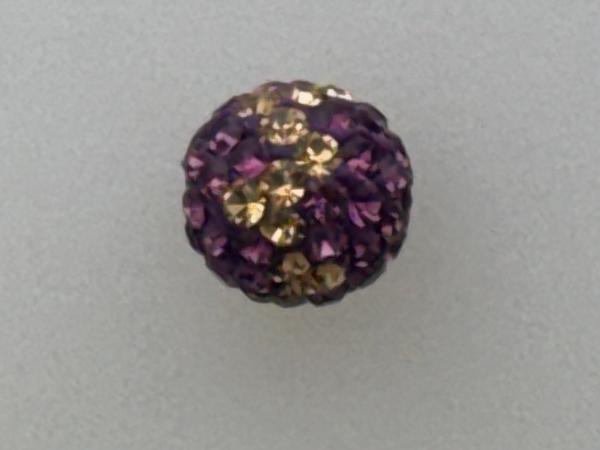 Round Pave Bead with 2.0mm hole, Alora Crystals Amethyst/Light Colorado Topaz 8 mm