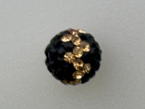 Round Pave Bead with 2.0mm hole, Alora Crystals Jet/Light Colorado Topaz 8 mm
