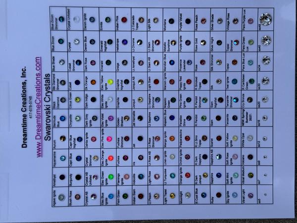 Swarovski COLOR CHART - 2088 Xirius Flat Back Color Chart