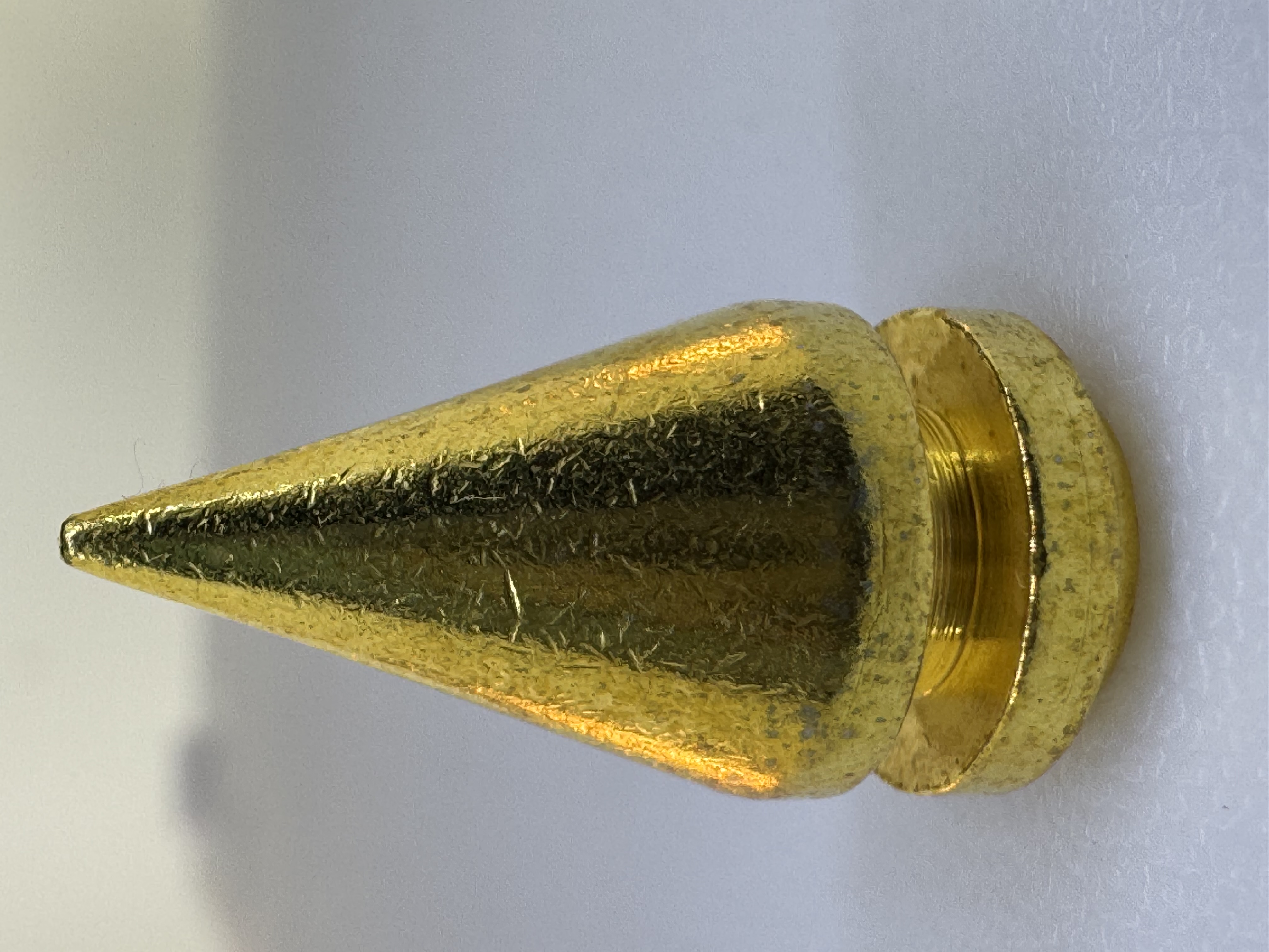 Screw Back Cone Spike 15mm Gold