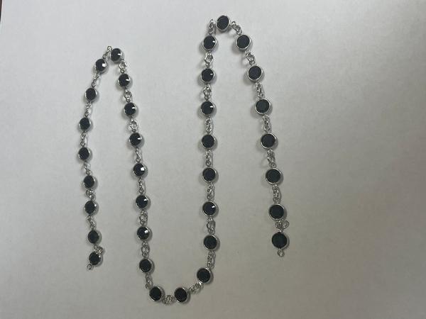 Dreamtime Crystal 1128 Bead Chain, Channel Chain 29ss Jet/Silver (Rhodium)